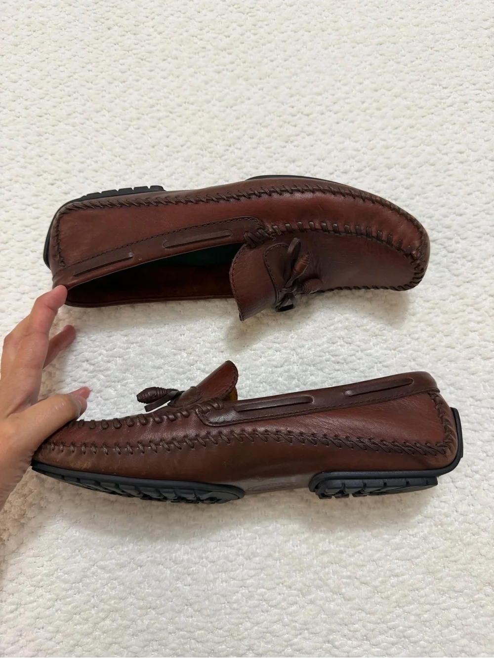 H. S. Trask Brown Leather Moccasin Toe Drivers Men’s Size 11.5